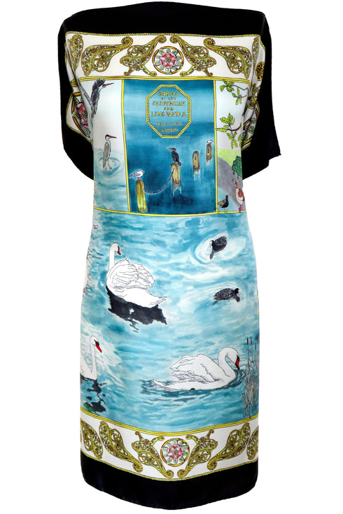 Amanda "Birds of Hyde Park/Ginkgo Leaves" Silk Scarf Tunic